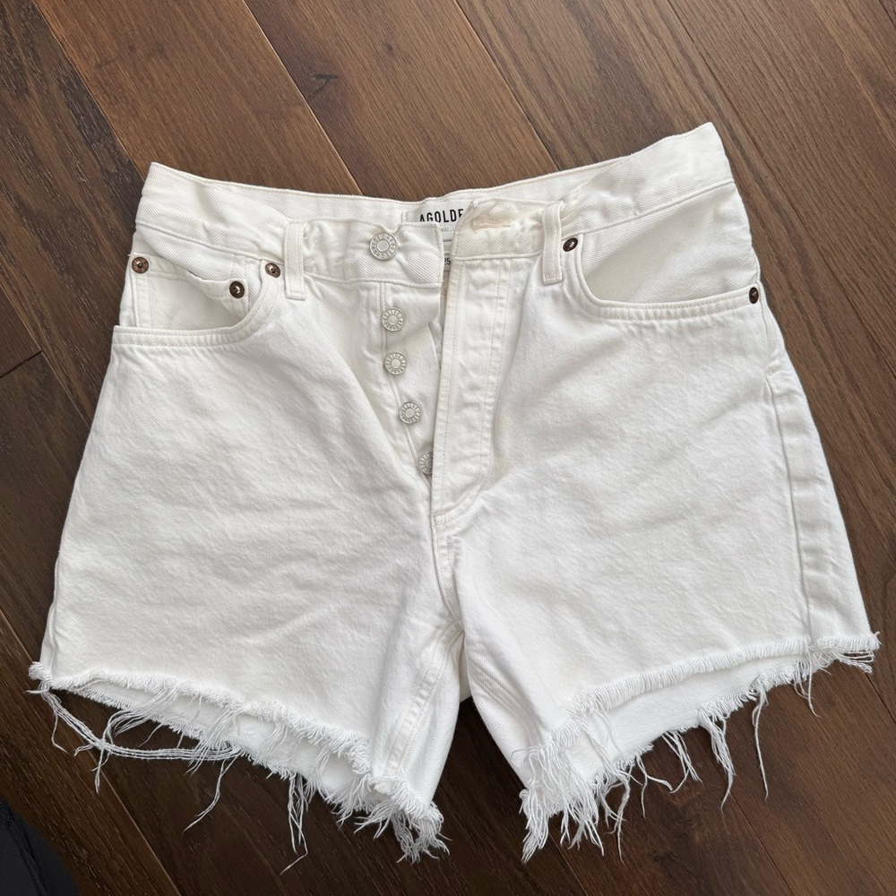 Agolde Reese White Denim Shorts 25